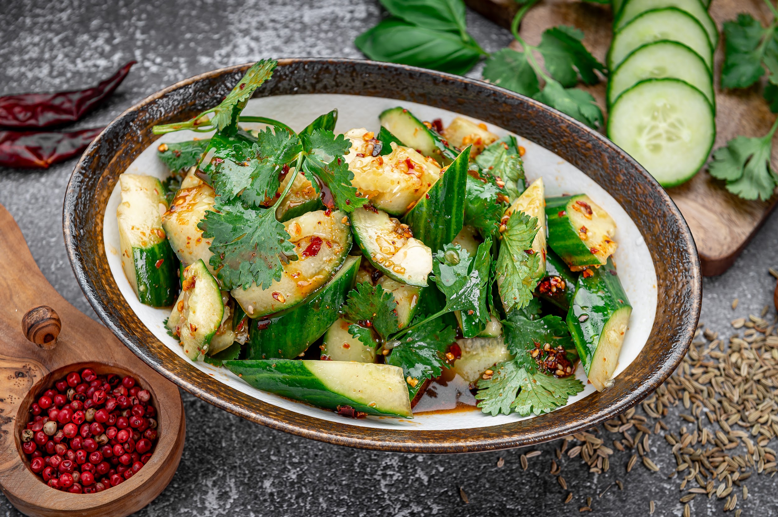 Smashed cucumber salad